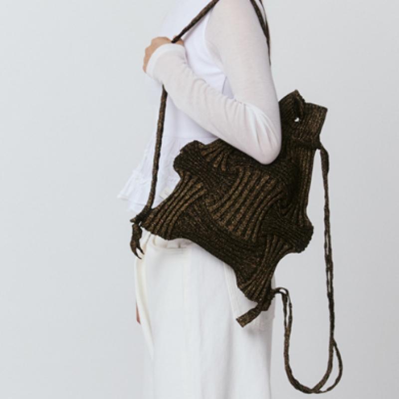 Pleatsmama Glitter Black Brown New Bow Backpack