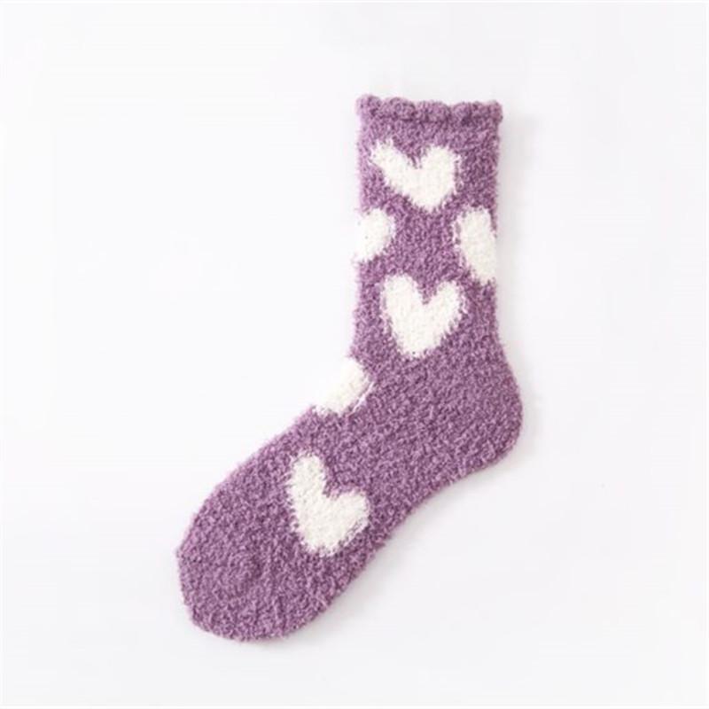 Autumn and winter new love women's socks coral fleece hair-free floor socks thickened warm home confinement socks