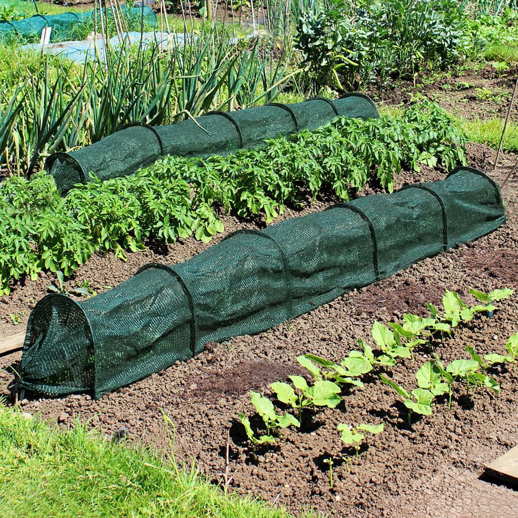 2-In-1 portable greenhouse protective device against sun exposure garden tunnel sunshade mesh cover 300 * 45 * 45cm 2-piece set green