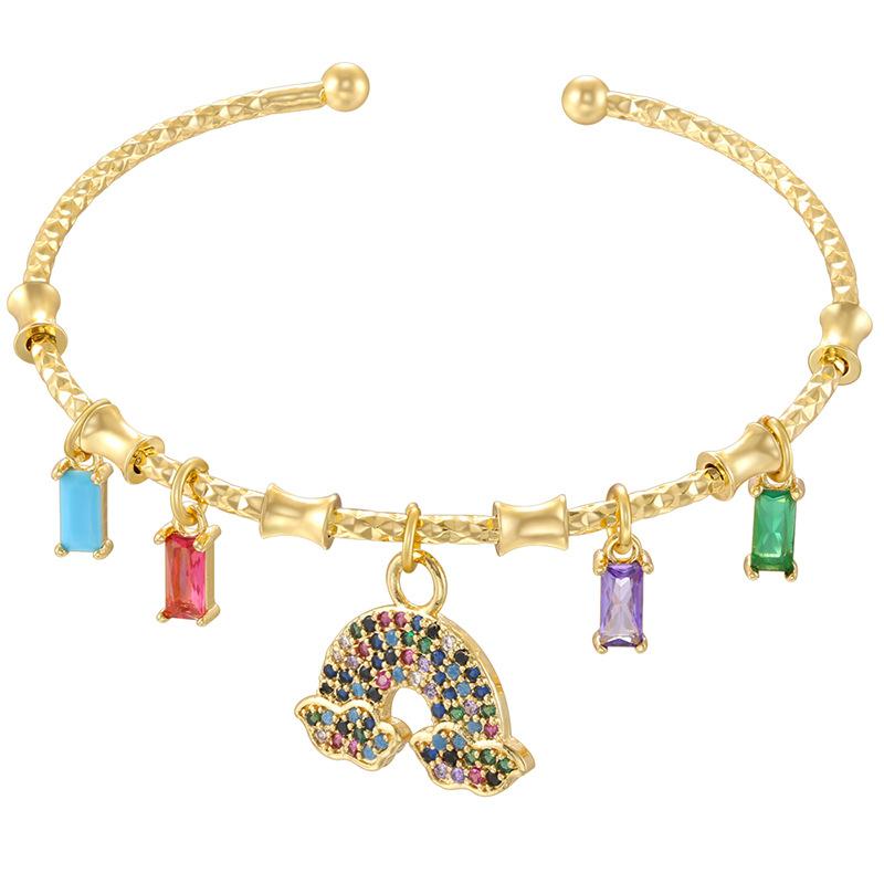 Beetle Octagram Rainbow Splicing Bracelet Personalized Geometric Water Drop Four-Leaf Clover Bracelet Vl648