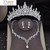 Серебряные цвета, хрустальные свадебные комплекты ювелирных изделий, женские модные диадемы, серьги, колье, ожерелье, свадебное платье, комплект ювелирных изделий с короной для невесты