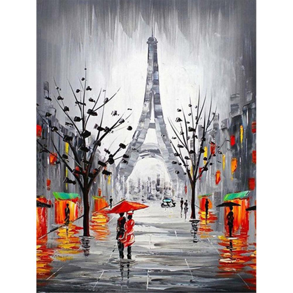 5D Алмазная вышивка с полной дрелью, вышивка крестиком, уличная алмазная живопись, пейзажная мозаика, Эйфелева башня, ремесленный домашний декор