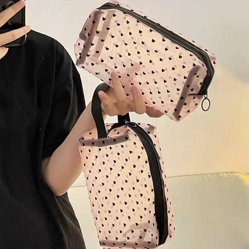 1PCS Transparent Toiletry Wash Bags Mesh Makeup Case Organizer Storage Pouch Casual Make Up Women Neceser Travel Cosmetic Bag