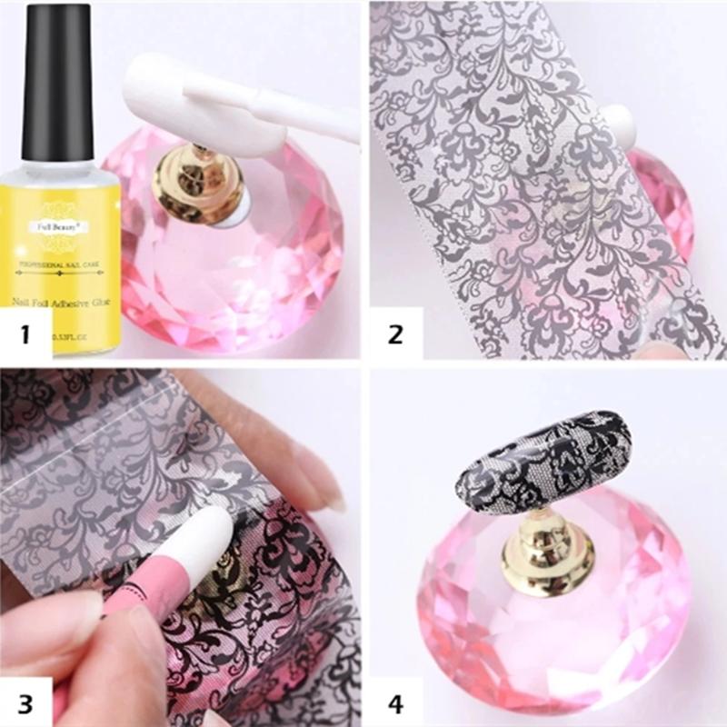 10 рулонов/коробка Белый Черный Кружевной Набор Фольги для Нейл-арта Наклейки для Переноса на Ногти Бумага для DIY Маникюра Аксессуары для Украшения Ногтей