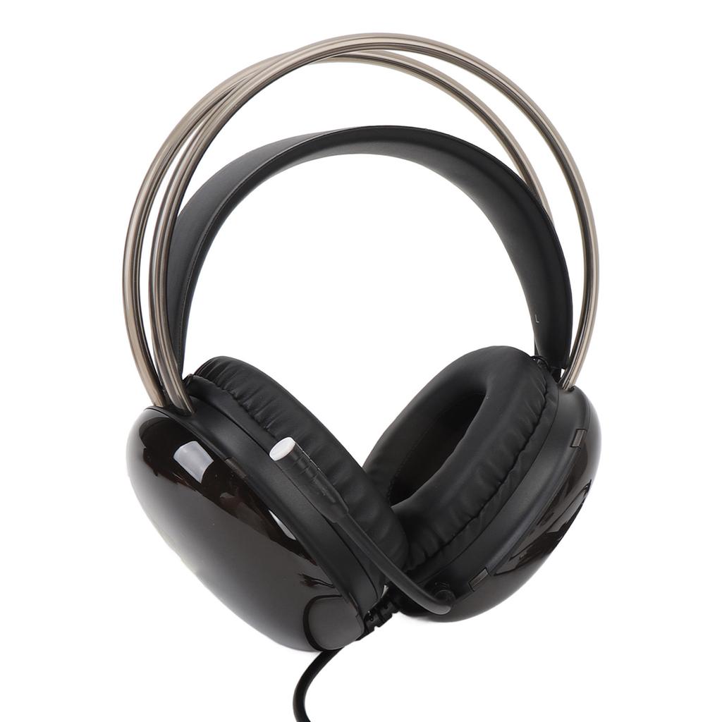 Gaming Headset RGB Rainbow Lighting Wired Adjustable Headband Over Ear Headphone with Mic for PC