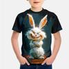 Summer Round Neck 3D Rabbit Pattern Printed Top Fashionable and Casual Short Sleeved Children's Boy T-shirts