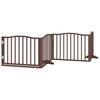 4 Piece Dog Gate with Door Foldable Brown Oak Finish 320 cm Poplar Wood
