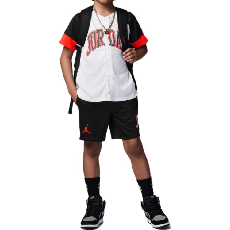 Jordan Свободная футболка с логотипом из дышащей сетки с коротким рукавом Детские топы Белый FQ0839-100