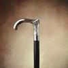 91.44 Cm Walking Stick, Wooden Cane, Classic Handle, Silver and Black, Gift for Grandfather or Grandmother