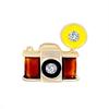Retro Brown Enamel Camera Shape Clothes Bag Brooch Pin Jewelry Accessories Gift