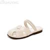 Жемчужные женские балетки, тапочки, новые туфли-мюли 2025, повседневные летние сандалии, роскошные туфли-слингбэки для женщин, для ходьбы, сандалии
