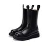 Mona Height-Boosting Women's Mid-Calf Chelsea Boots - British Style, Thick-Soled, Plus Velvet