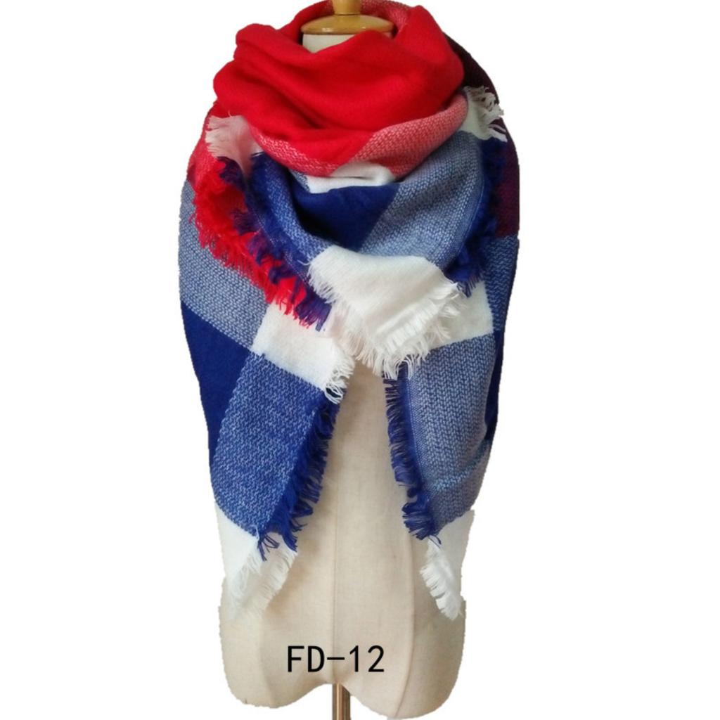 Autumn and Winter Faux Cashmere Black and White Double-sided Large Plaid Square Scarf Scarf Ladies Shawl