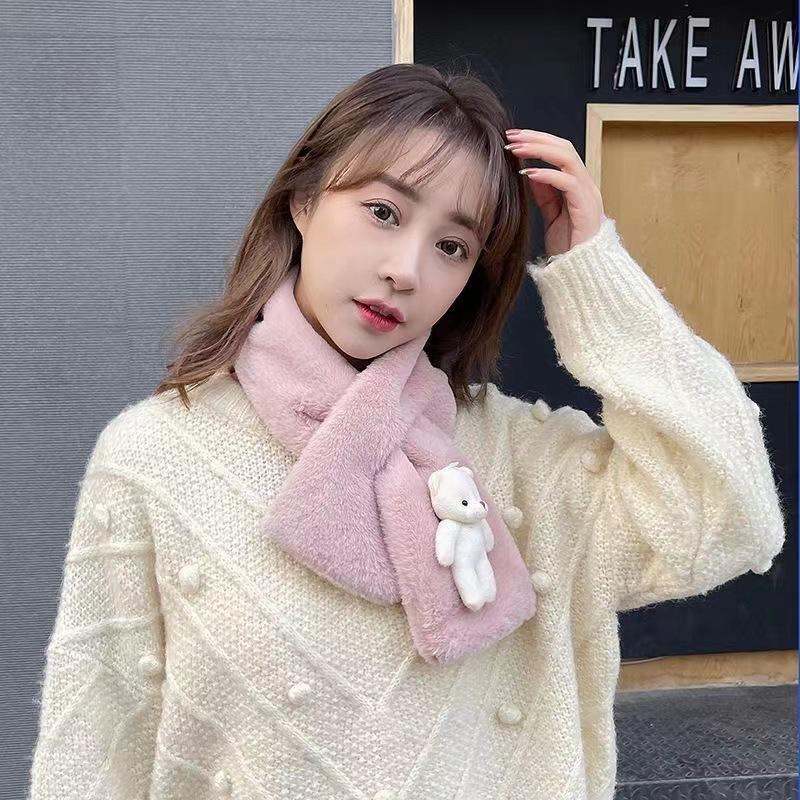 Женский зимний шарф с точечным воротником, теплый шарф, толстый плюшевый шарф на шею, шаль, модный уличный шарф Ins