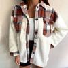 Women Winter Casual Fashion Classic Long Sleeve Lamb Wool Coat Plaid Coat