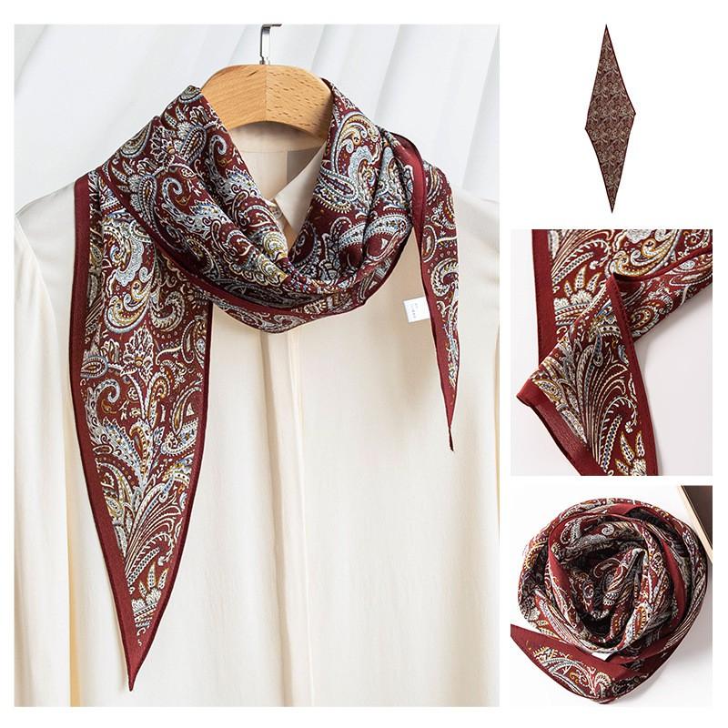 Mulberry Silk Crepe Scarf Fashion Commuter Womens Double-sided Print Shawl