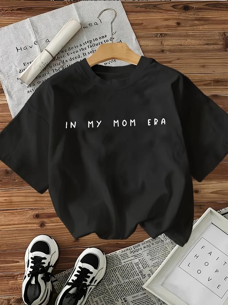 Female Pattern Printed Tshirt Fashionable And Casual Round Neck Short Sleeved Seasonal Family Souvenir Clothing