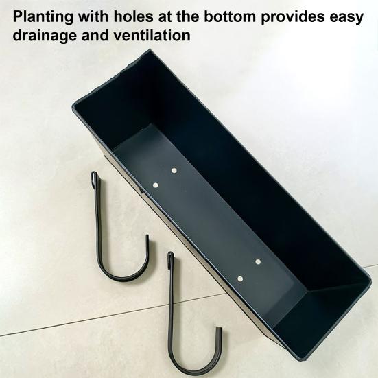 Подвесной цветочный горшок Yousheng, прямоугольный, с перилами, с дренажным отверстием, 16-дюймовый ящик для цветов с крючками для балкона, крыльца или террасы, травы, цветы