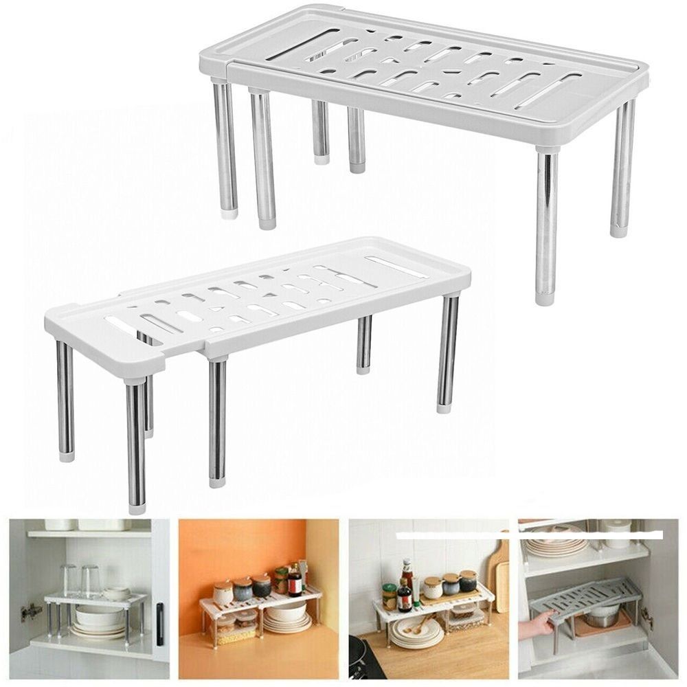 Штабелируемая кухонная полка Fit PP+Нержавеющая сталь Кухонные органайзеры Стеллажи Ванная комната Под раковину