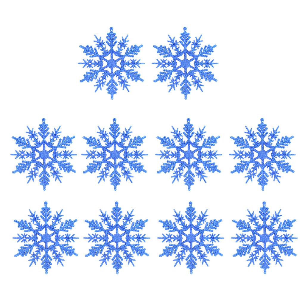 10Pcs Glitter Snowflake Christmas Ornaments Tree Hanging Decoration 10cm