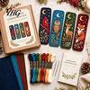 Decorative Book Accessories DIY Felt Embroidery Bookmark Kit, Christmas Woodland Animal Pet Craft Holiday Themed Crafting Materials Sewing Kit