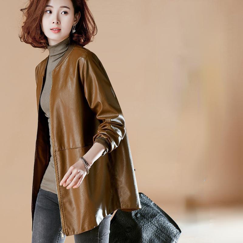 Autumn Winter New Fashion Leather Women Jacket Coat Plus Size 6xl Black Clothes