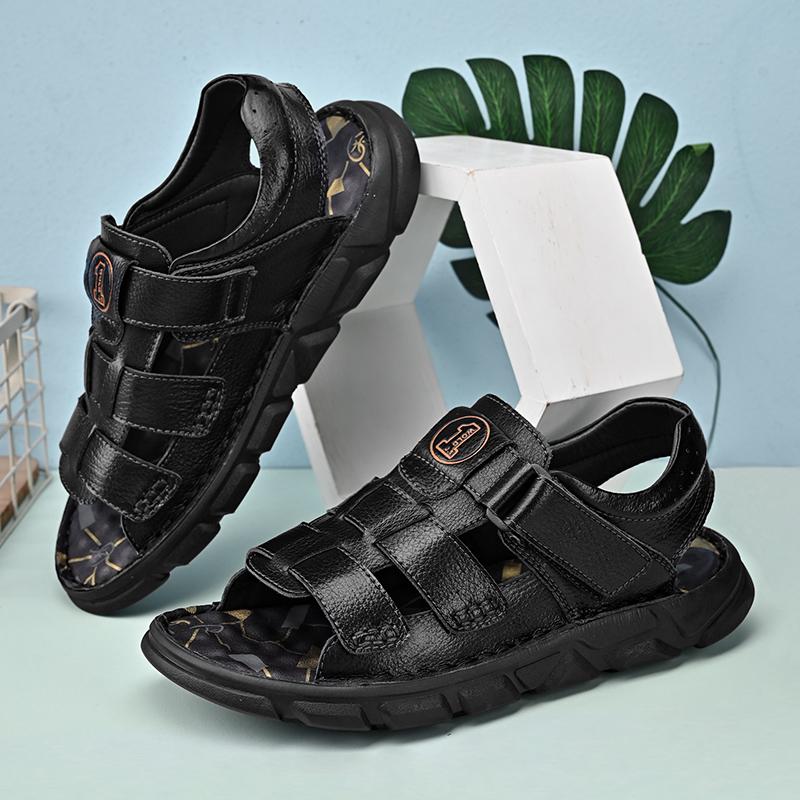 Open-toe Summer Mens Casual Shoes Comfy Leather Quick Dry Sandals Outdoor Sports Male Beach Footwear New Design Leisure Sandals
