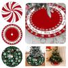 Red Swirl Design Xmas Tree Mat Plush Material Tree Base Cover Christmas Tree Skirt  Wedding Decor