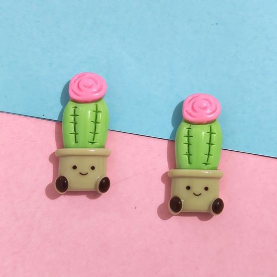 2Pcs Cartoon Potted Plants Fridge Magnet Resin 3D Potted Cactus Aloe Lily Tulip Flower Refrigerator Magnet Kitchen Home Office