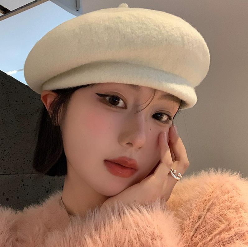 Британский шерстяной фетр Корейский бисер Ретро берет для женщин - Осень/Зима Социальный тренд художника