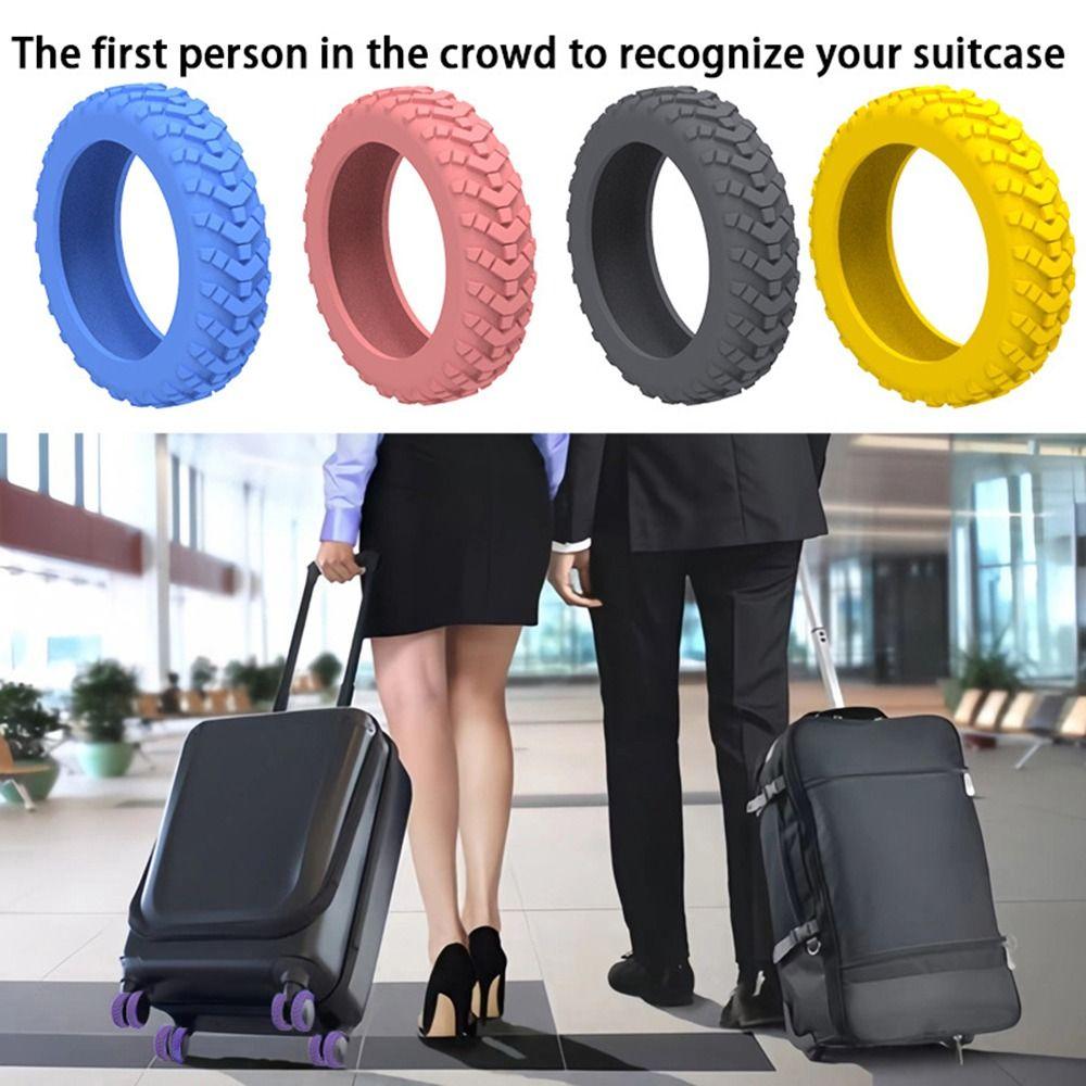 8PCS/Set Silicone Suitcase Wheels Protection Cover Trolley Box Casters Cover Luggage