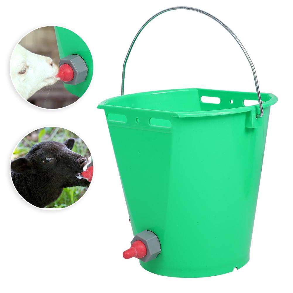 HL MP69 Plastic Multiple Nipples 8L High Capacity Lamb Milk Feed Bucket for Cattle Sheep Livestock(Single Nipple )