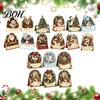 Creative Christmas Art Activities DIY Card Kit, 3D Pop-Up Faux Pearl Snowman Holiday Gift Decoration Kit Santa Elk Wreath Card, Handmade Xmas