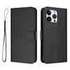 For iPhone 16 Pro Max Wallet Case RFID Blocking Calf Texture Leather Stand Phone Cover with Strap