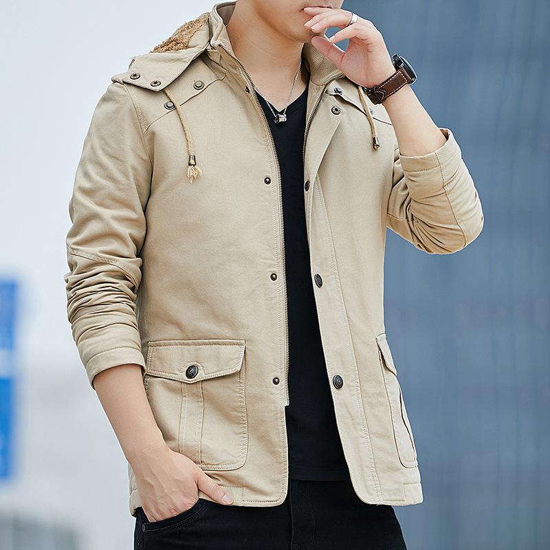 Зимнее пальто мужское утолщенное термообработанное флисовое пальто мужская повседневная корейская версия модный чистый хлопок