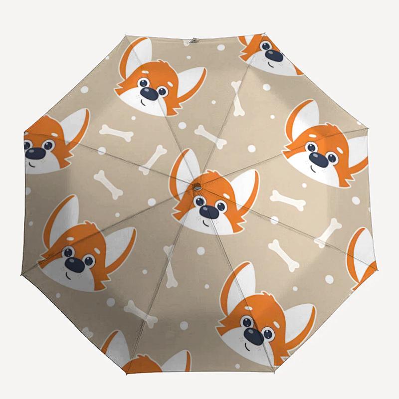 1pc Corgi pattern Automatic Folding Umbrella. Portable collapsible design, Best birthday festival gift yy250924137