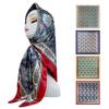 Autumn and Winter New 90cm Silk Scarf Ladies Large Square Scarf Shawl Silk Scarf Scarf Vintage Printing Turban