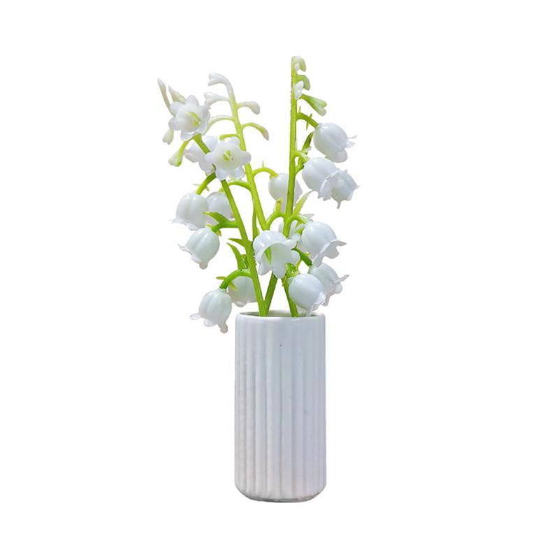 1:12 Dollhouse Miniature Lily Of The Valley Pot Plant Mini Tree Potted For Green Plant In Pot Doll House Furniture Home Decor