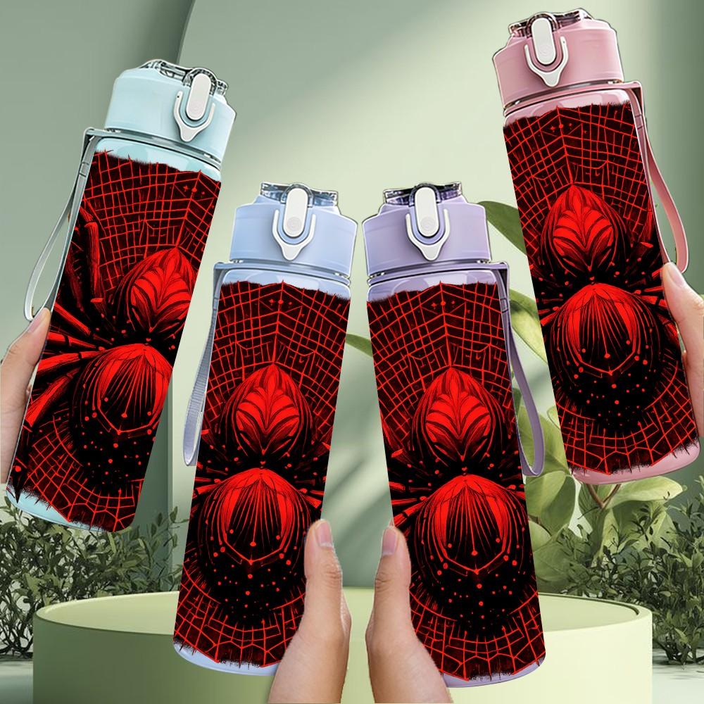 1PC Red Venom Spider Dark Comic Art Print 750ml Color Plastic Sports Water Bottle Leakproof Flip Straw Lid Suitable for Sports Office Home Use