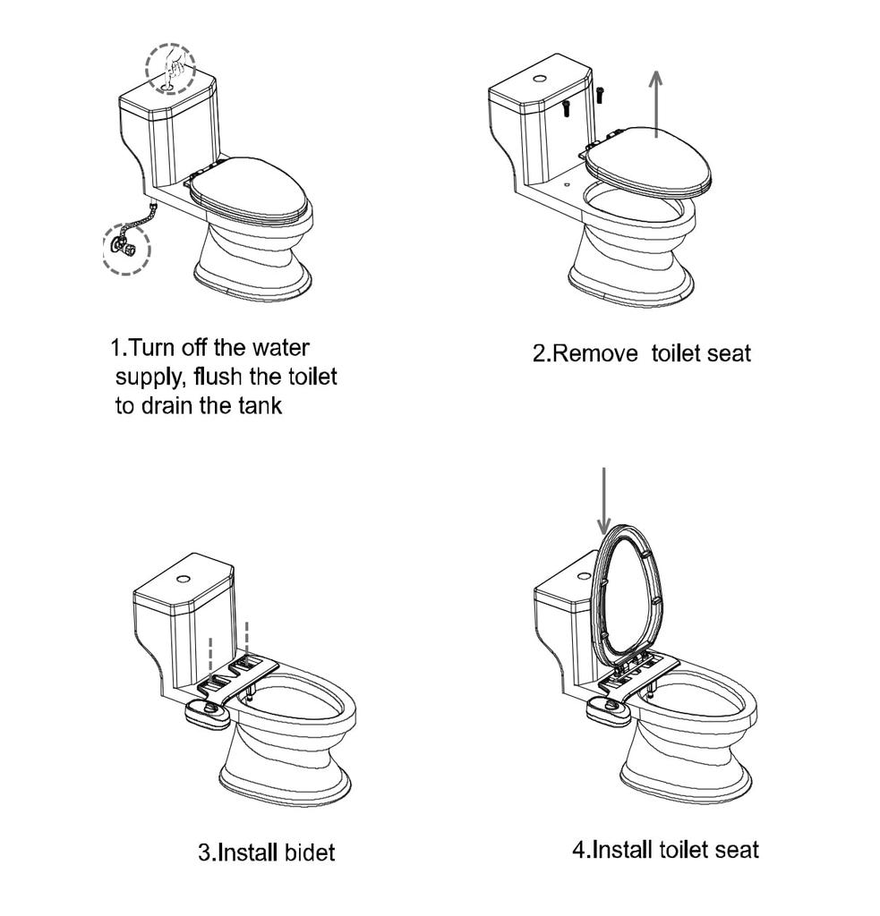 Butt Washer Simple Shower Toilet Butt Washer Cold Water Double Nozzle 5100 No Power Supply Required Anywhere Butt Wash Cold Water Double (5100 Nozzle)