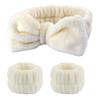 3Pcs Bow Headband Wristband Set Towel Elastic Soft Washing Face Shower Make Up Yoga Sports Skincare Headband for Women Girls