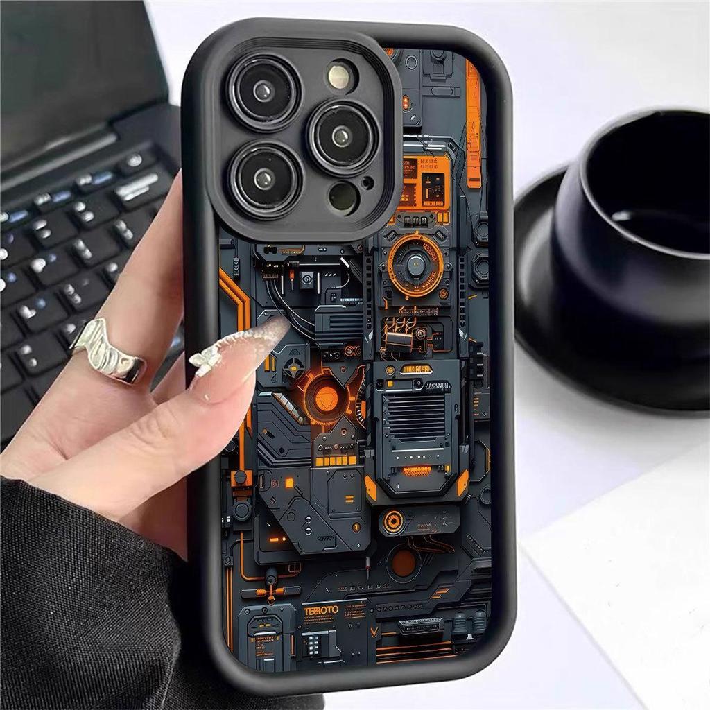 Черный механический чехол с ступенчатой канавкой для iPhone 15/16/17 Pro Max