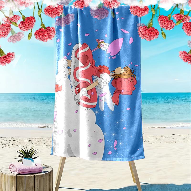 Cardcaptor Sakura2 Print Beach Towel, Large Soft Quick Dry Towel for Beach Camping Swimming