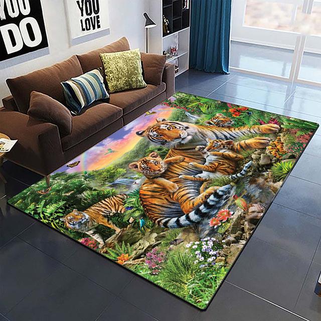 Art Domineering Tiger 3d Print Carpets For Living Room Bedroom Decor Carpet Soft Home Bedside Floor Mat Play Area Rugs Carpet