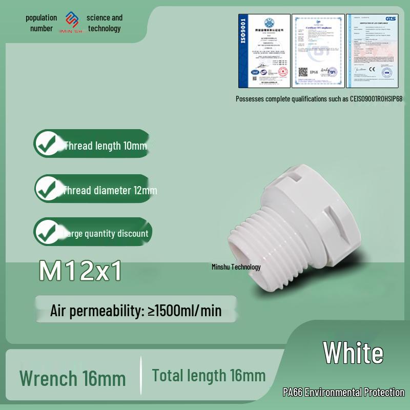 M12 Waterproof Breathable Nylon Automatic Vent and Pressure Relief Valve for Fermentation