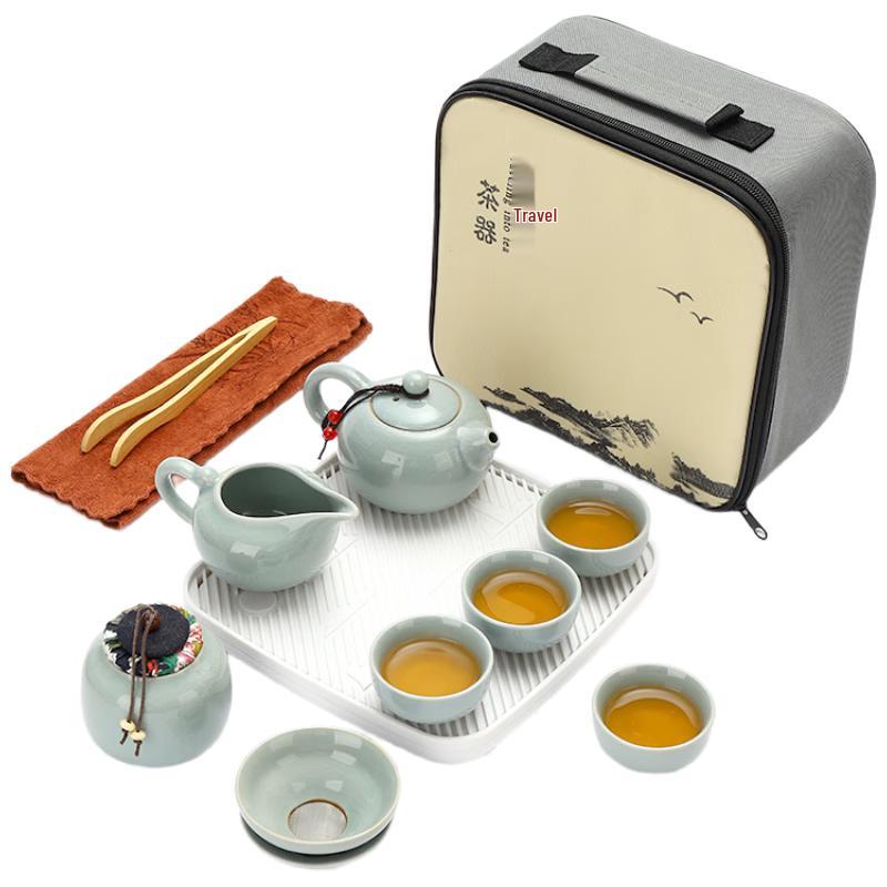 Ge Kiln Style Portable Ceramic Travel Tea Set