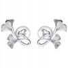 Earrings Ginkgo Biloba Plants, 925, Shiny, Leaf Stud