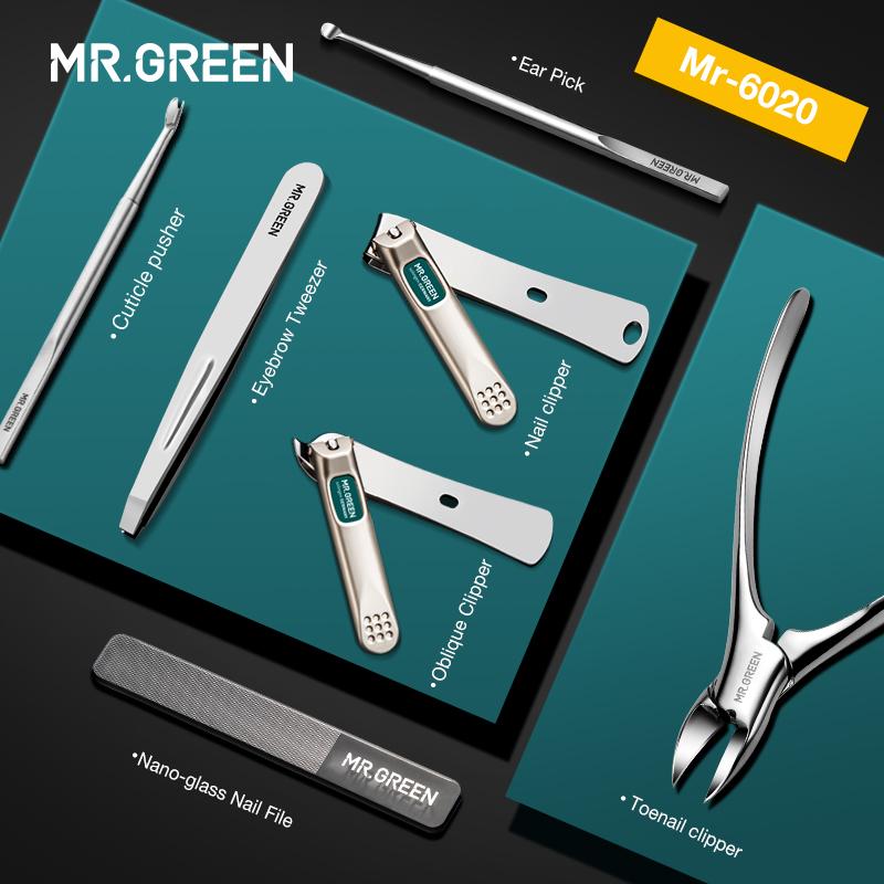 MR.GREEN Маникюрный набор Педикюрные наборы Машинки для стрижки ногтей Инструменты из нержавеющей стали Профессиональные ножницы для ногтей Резак Дорожный набор 7в1