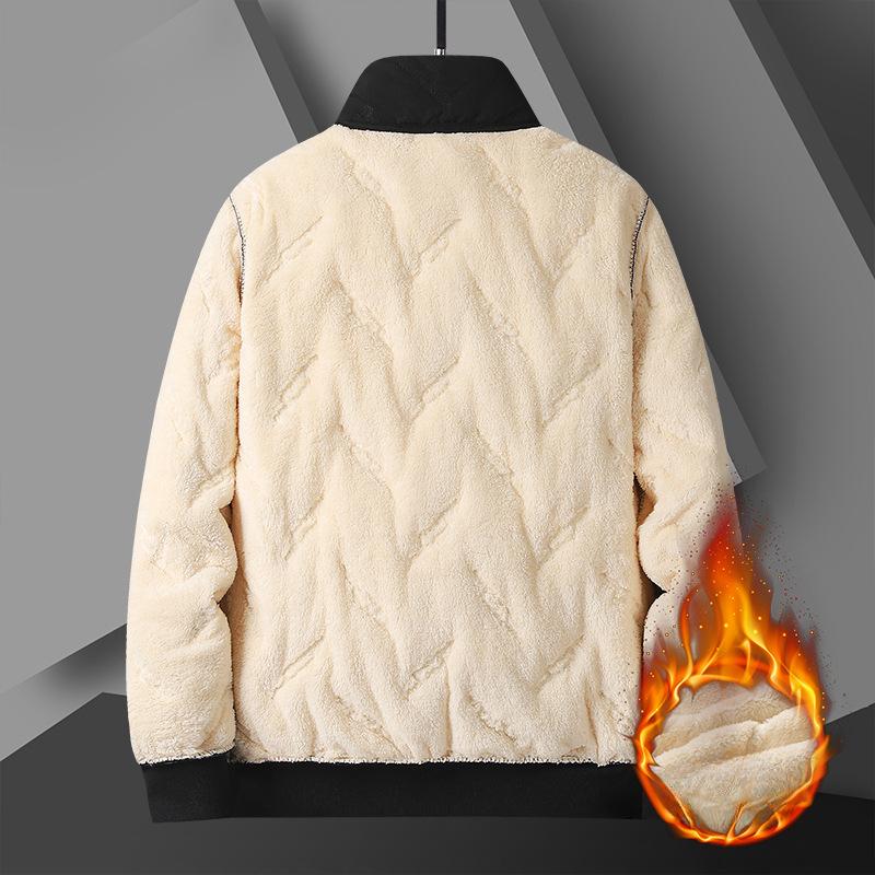 Утолщенная мужская одежда из овечьей шерсти с хлопковой подкладкой, осенне-зимняя, большого размера, для среднего возраста, ветрозащитная, теплая, с хлопковой подкладкой, мужская повседневная куртка