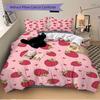 3pcs Strawberry Hearts print bedding quilt cover, soft and comfortable quilt cover suitable for bedroom and guest room200